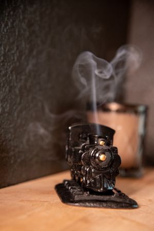 Black Steam Engine: with Pinon natural wood incense.